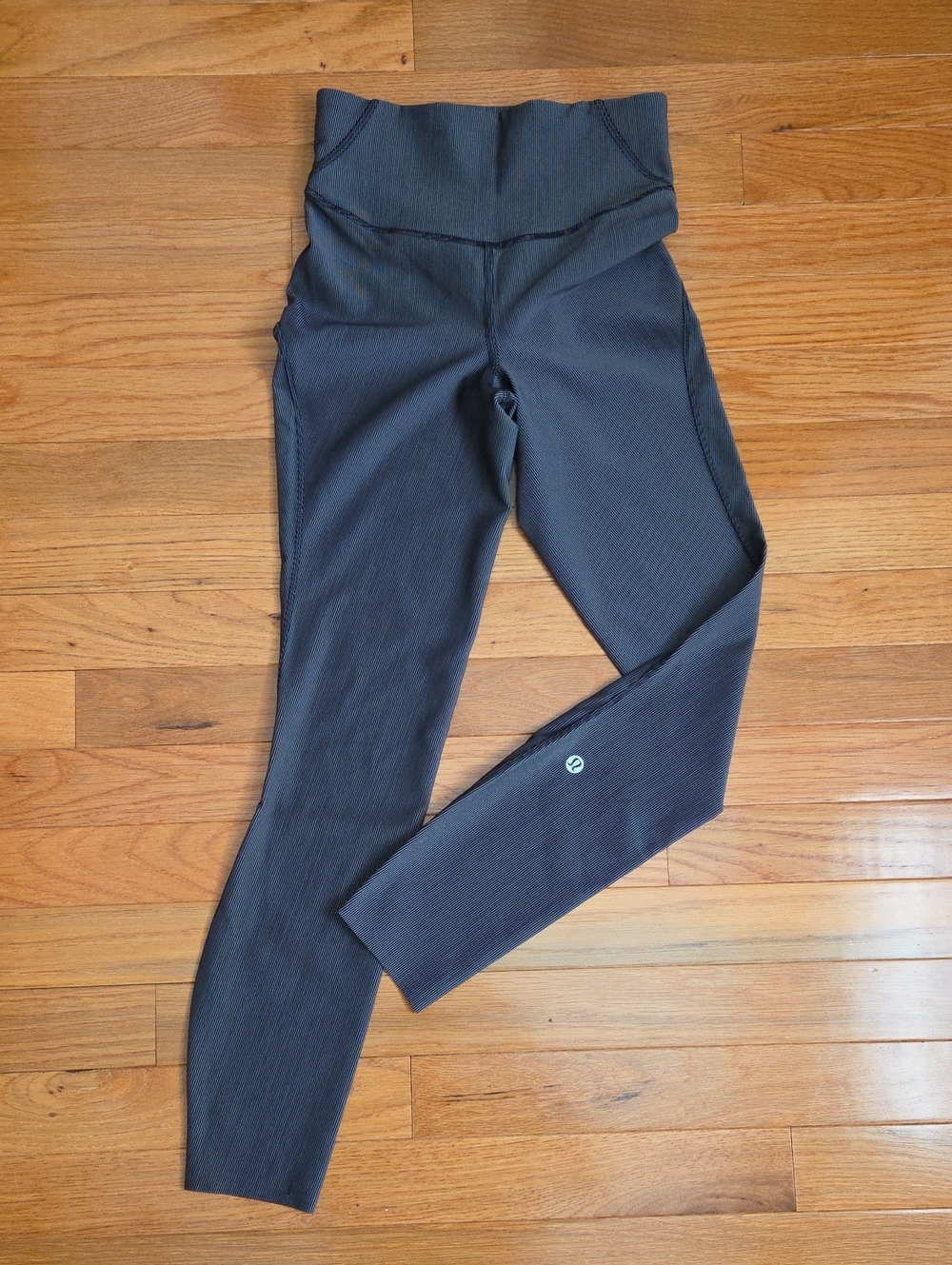 lululemon Charcoal Pinstripe Leggings with Logo